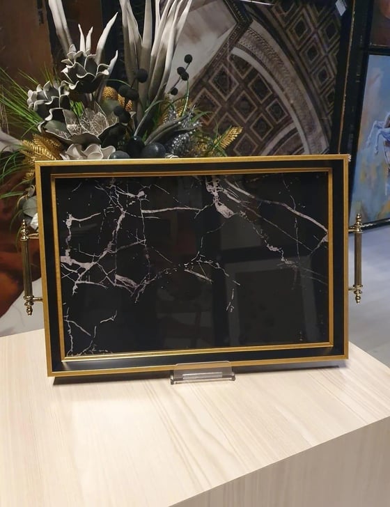 Dekoratif Lüks Sunum Tepsisi GoldTepsilerTablolife.com