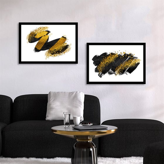 Gold Black Çerçeveli Poster SetiPosterlerTablolife.com