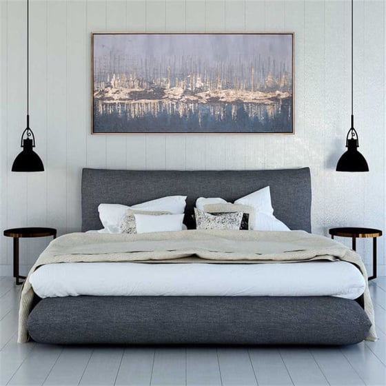 Gold & Navy Yağlı Boya Dokulu TabloYağlı Boya Dokulu Soyut TablolarTablolife.com