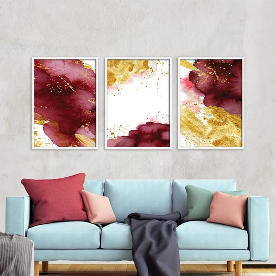 Golden Burgundy Çerçeveli Poster SetiPosterlerTablolife.com