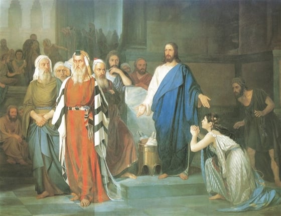 Jesus Y La Mujer Adultera - Kanvas Tablo