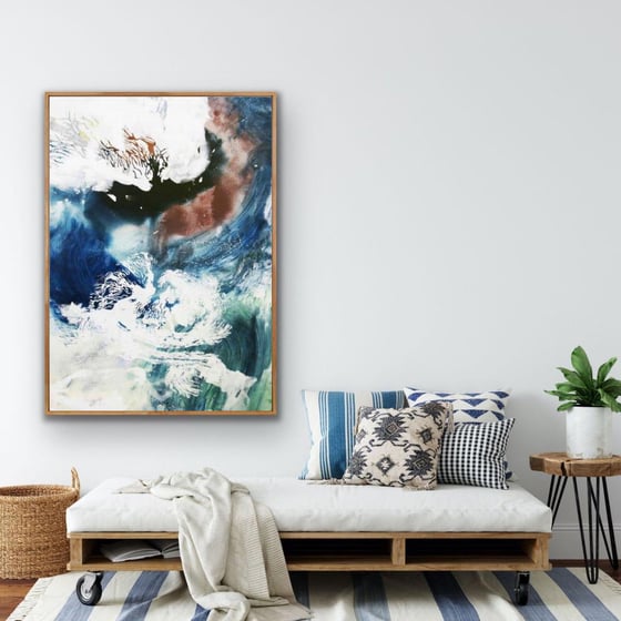 Mavi Kaos Yağlı Boya Dokulu TabloYağlı Boya Dokulu Soyut TablolarTablolife.com