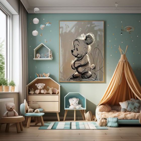 Mickey Mouse Çizim Tarzlı Yağlı Boya Dokulu TabloYağlı Boya Dokulu Kadın Temalı TablolarTablolife