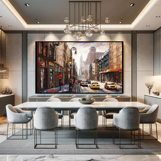 New York City Yağlı Boya Dokulu TabloYağlı Boya Dokulu Şehir TablolarıTablolife