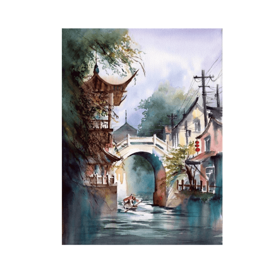 Old Canal Yağlı Boya Dokulu TabloYağlı Boya Dokulu Şehir TablolarıTablolife