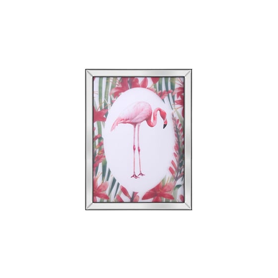 Pembe Flamingo - Ayna Çerçeveli Tablo