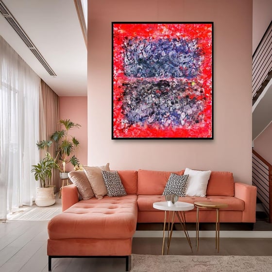 Red İnside Blue Yağlı Boya Dokulu TabloYağlı Boya Dokulu Soyut TablolarTablolife