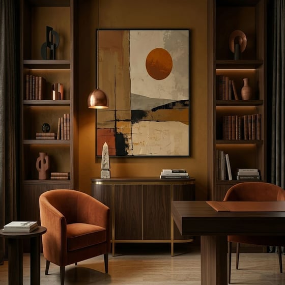 Soyut Güneş Detaylı Modern Yağlı Boya Dokulu TabloYağlı Boya Dokulu Soyut TablolarTablolife