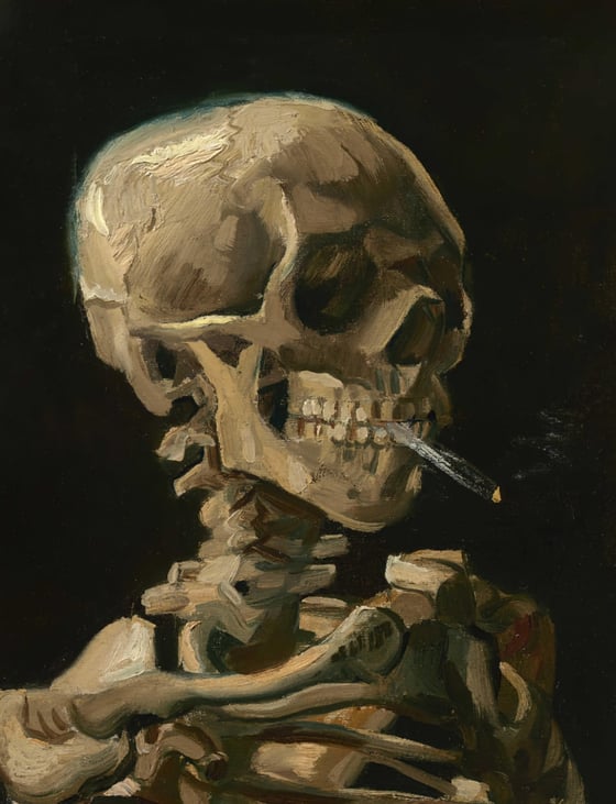 Vincent Van Gogh Sigara İçen Kafatası Kanvas TabloÜnlü Ressamların TablolarıTablolife
