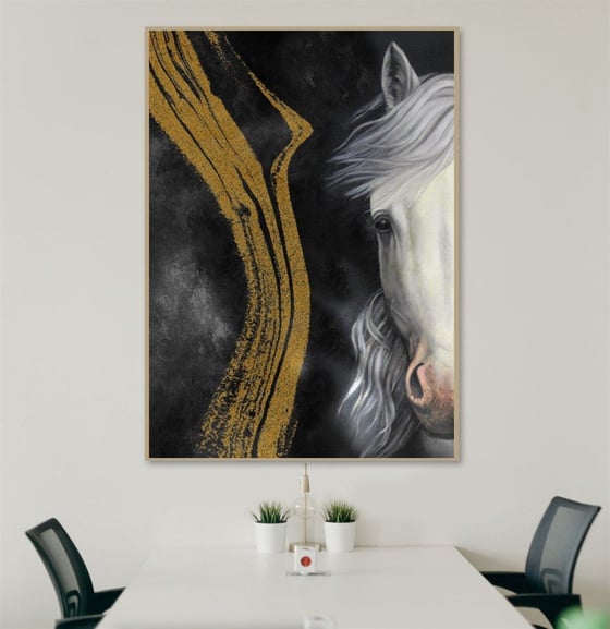 White Horse - Yağlı Boya Dokulu TabloYağlı Boya Dokulu Soyut TablolarTablolife.com