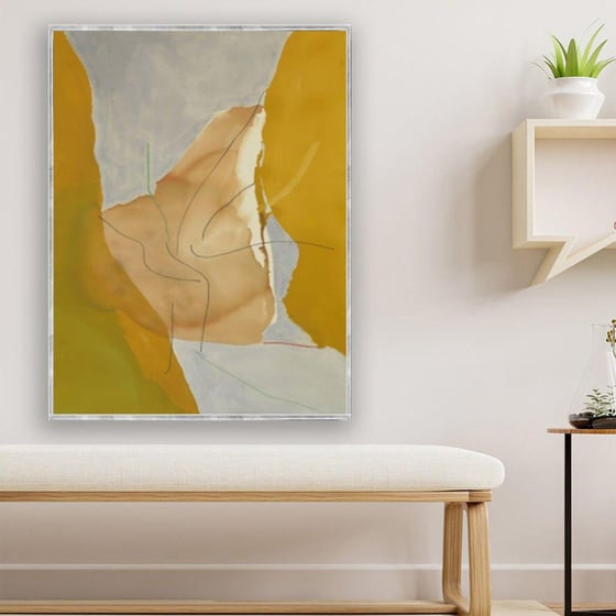 Yellow Yağlı Boya Dokulu TabloYağlı Boya Dokulu Soyut TablolarTablolife.com