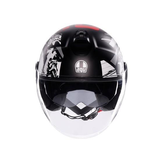 Agv Eteres  History Matt Black White Red  Açık Kask