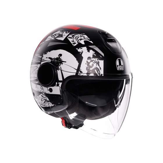 Agv Eteres  History Matt Black White Red  Açık Kask