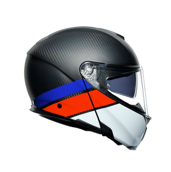 Agv Sportmodular Multi PLK Layer Carbon Kırmızı Mavi Çene Açılır Kask