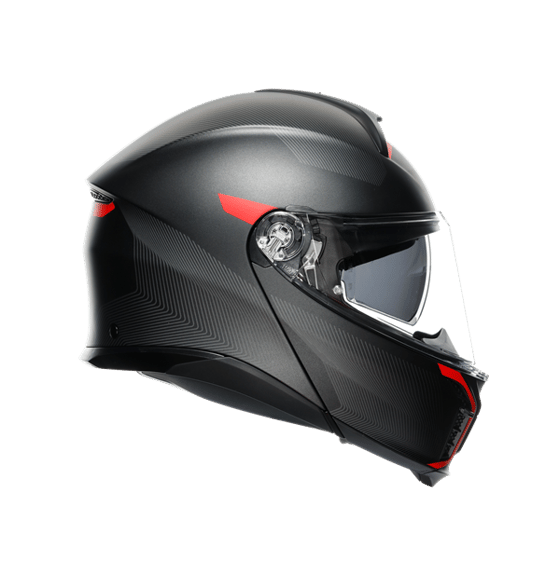 Agv Tourmodular Frequency Matt Gun Metal Red Çene Açılır Kask
