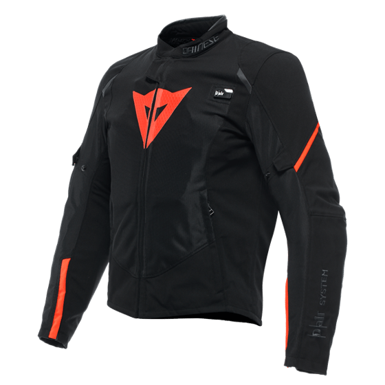 Dainese Smart Jacket LS Sport Black Fluo Red Airbag Tekstil Mont    