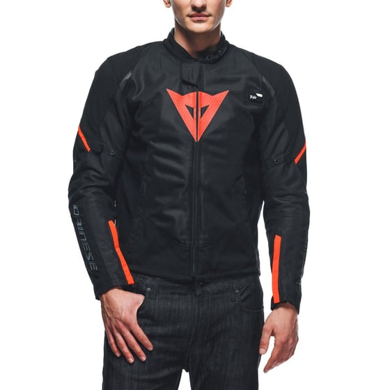 Dainese Smart Jacket LS Sport Black Fluo Red Airbag Tekstil Mont    