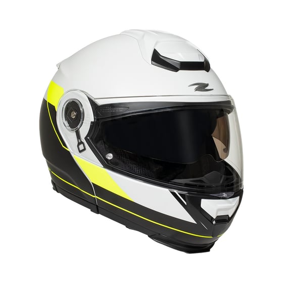 Zeus ZS-3050DA BE7 Matt Pearl White Fluor Yellow Çene Açılır Kask