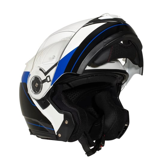 Zeus ZS-3050DA BE7 Pearl White Blue Çene Açılır Kask