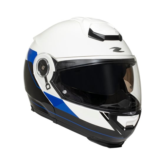 Zeus ZS-3050DA BE7 Pearl White Blue Çene Açılır Kask