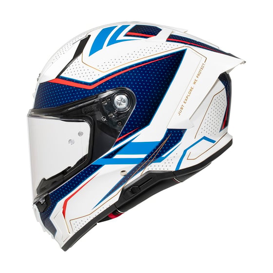 Zeus ZS-837A AZ3 White Blue Red Gold Kapalı Kask