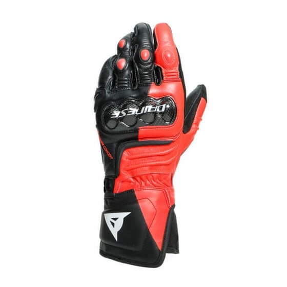 Dainese Carbon 3 Long Deri Eldiven Black Fluo Red White