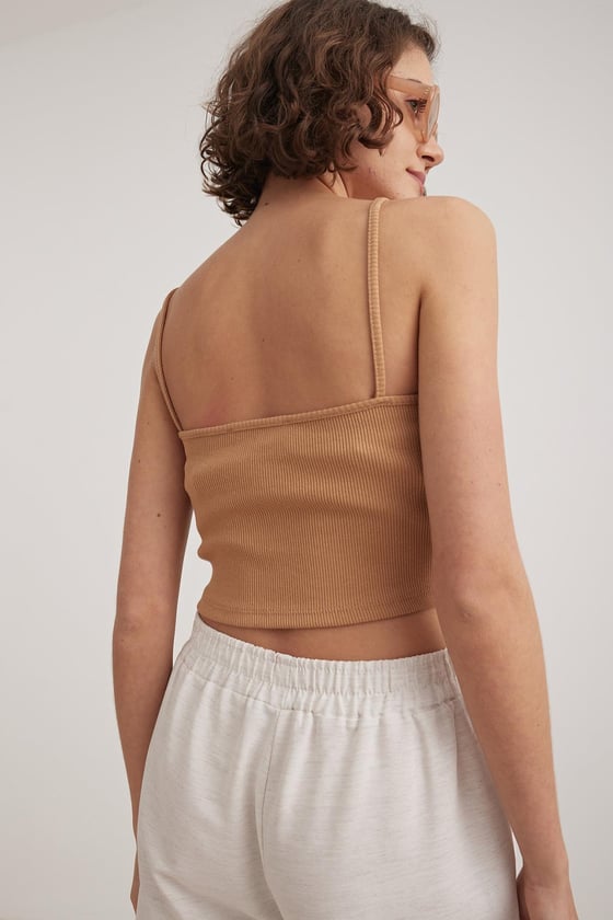 Askılı Kadın Crop Atlet CAMEL