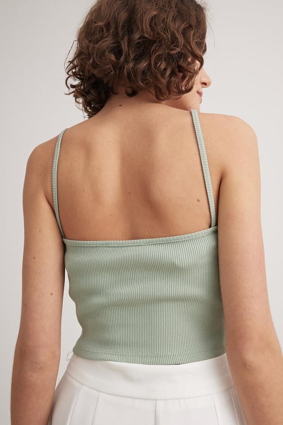 Askılı Taş İşlemeli Crop Atlet MİNT