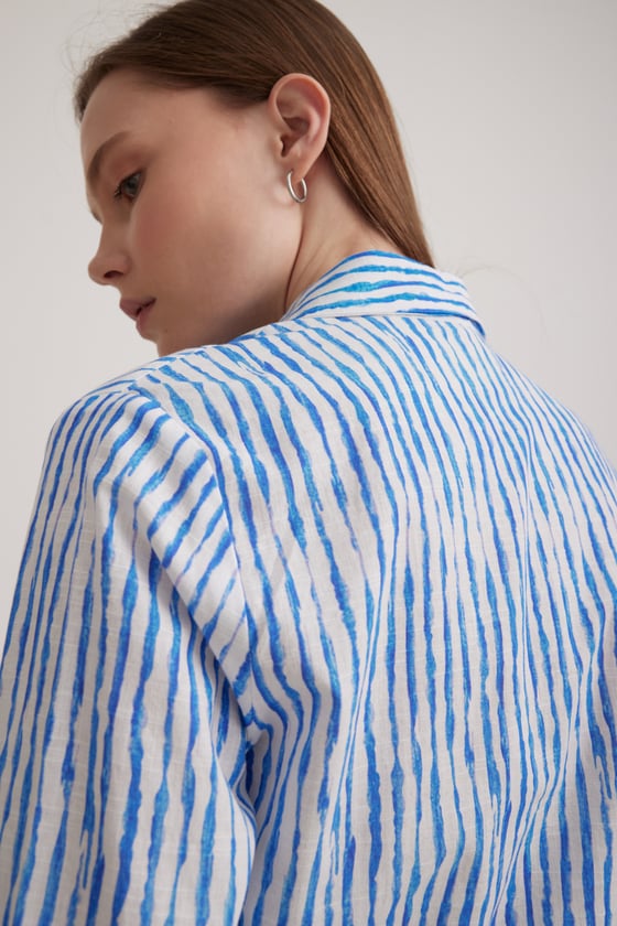 G27-4689-M-DESENLİLEVUREGÖMLEKBağlama Detaylı Crop Kadın Gömlek DESENLİ