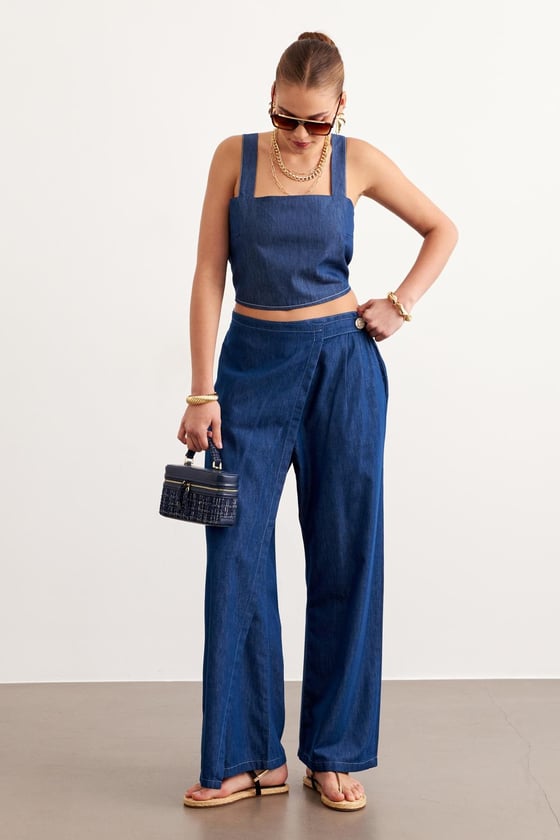 P28-3521-RİNSYIKAMA-LLEVUREAlt GiyimBeli Lastikli Düğmeli Kot Pantolon RİNS YIKAMA