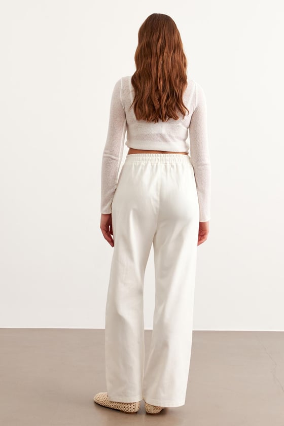 P28-3535-EKRU-LLEVUREAlt GiyimBeli Lastikli Gabardin Pantolon EKRU