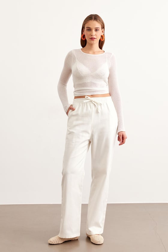 P28-3535-EKRU-LLEVUREAlt GiyimBeli Lastikli Gabardin Pantolon EKRU