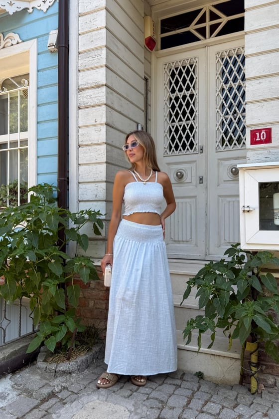 E28-6224-EKRU-LLEVUREAlt GiyimBeli Lastikli Gipeli Etek EKRU