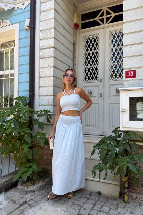 E28-6224-EKRU-LLEVUREAlt GiyimBeli Lastikli Gipeli Etek EKRU