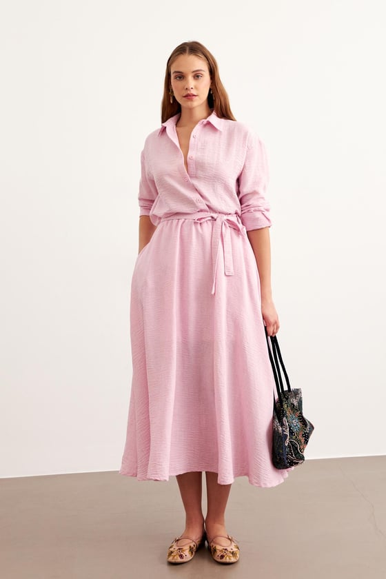 E28-6201*-PEMBE-LLEVUREAlt GiyimBeli Lastikli Keten Etek PEMBE