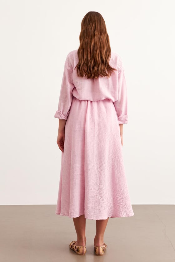 E28-6201*-PEMBE-LLEVUREAlt GiyimBeli Lastikli Keten Etek PEMBE