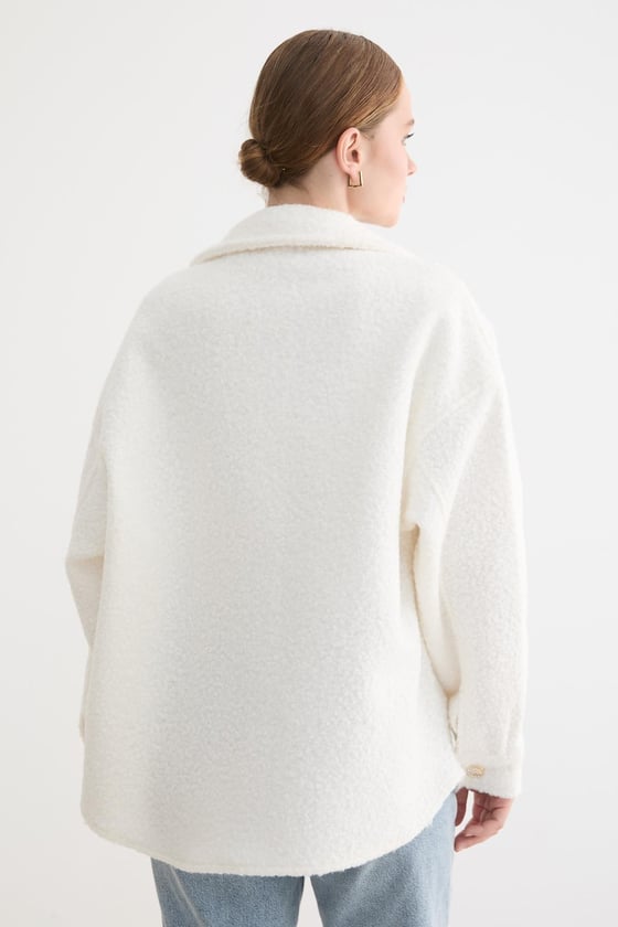 M28-5861-EKRU-LLEVUREDış GiyimBuklet Kumaş Kadın Mont EKRU