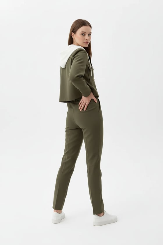 C28-5904-HAKİ-LLEVUREDış GiyimÇıkma Kapişonlu Spor Ceket HAKİ