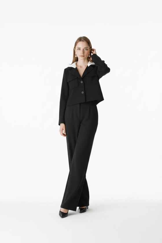 C28-5904-SİYAH-LLEVUREDış GiyimÇıkma Kapişonlu Spor Ceket SİYAH