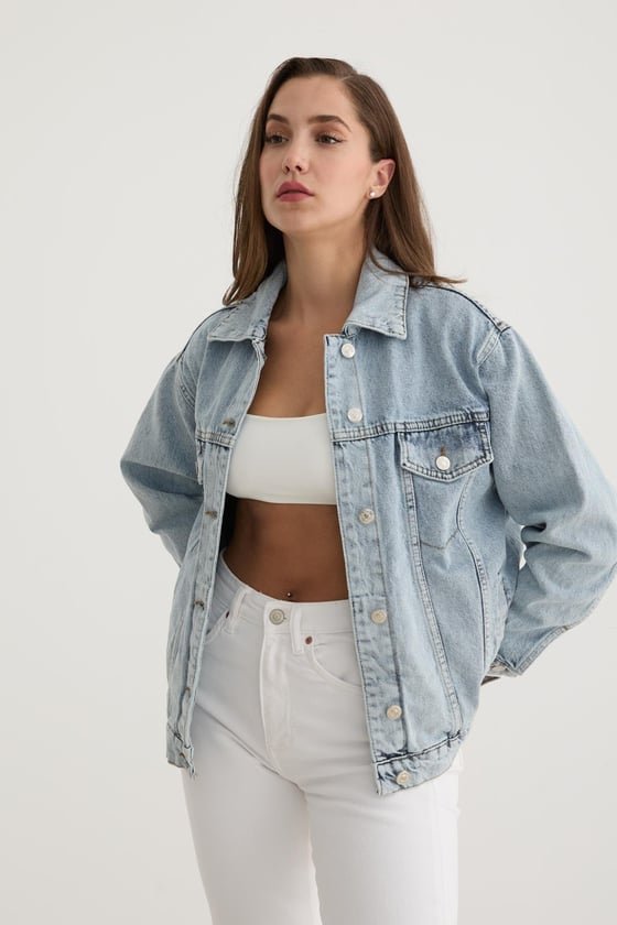 M28-5725-KARYIKAMA-MLEVUREDış GiyimDüğme Detaylı Denim Kot Ceket KAR YIKAMA