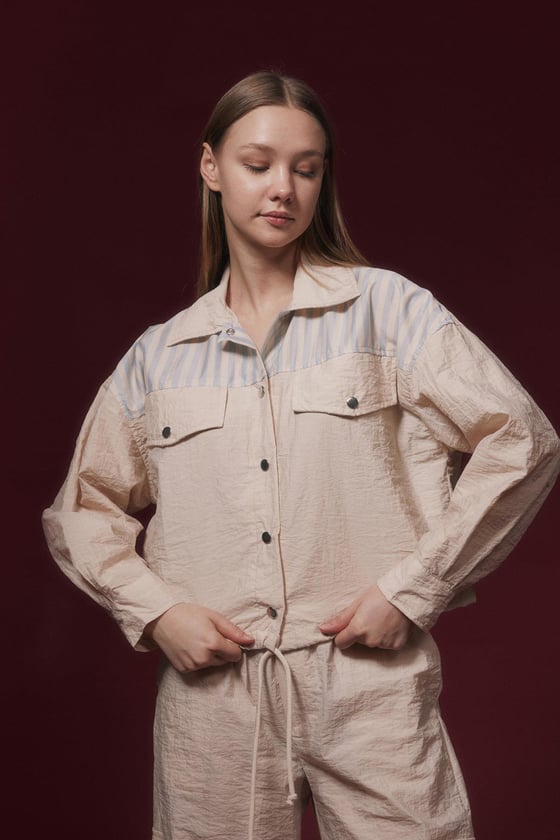 M27-5727-L-TAŞLEVUREMONTEtek Kordon Detaylı Garnili Ceket TAŞ