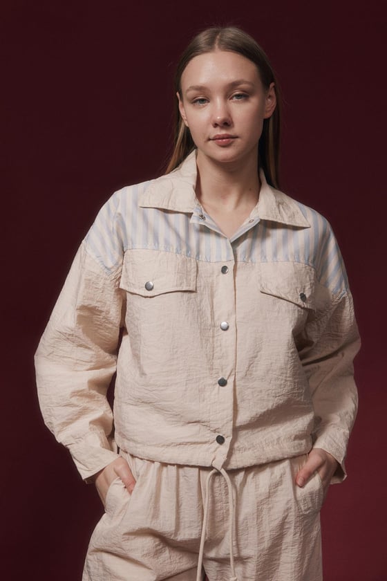 M27-5727-L-TAŞLEVUREMONTEtek Kordon Detaylı Garnili Ceket TAŞ