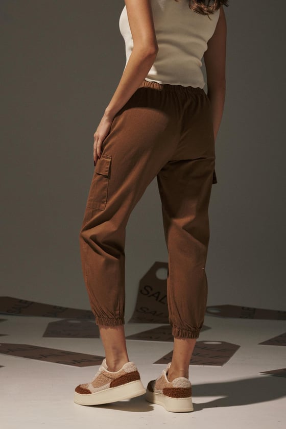 P27-3162-L-TABALEVUREPANTOLONGabardin Beli Lastik Kadın Pantalon TABA