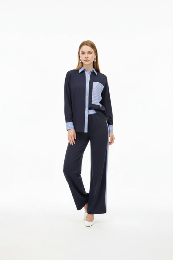 G28-4031-LACİVERT-LLEVUREÜst GiyimGarni Takım Gömlek LACİVERT