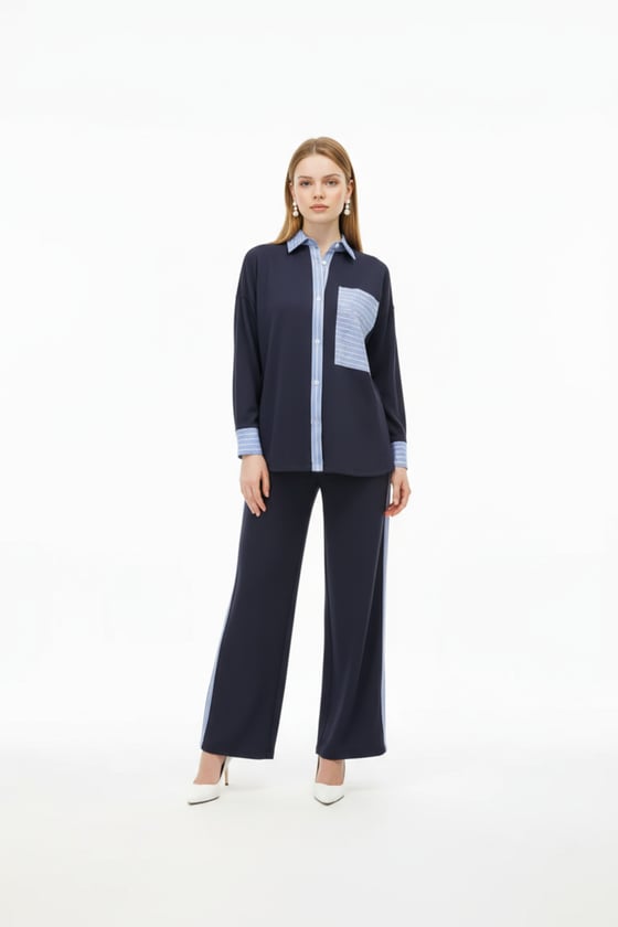 G28-4031-LACİVERT-LLEVUREÜst GiyimGarni Takım Gömlek LACİVERT