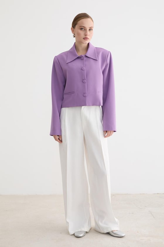 C28-5857-LİLA-LLEVUREDış GiyimHÜRREM KUMAŞ KADIN CEKET LİLA