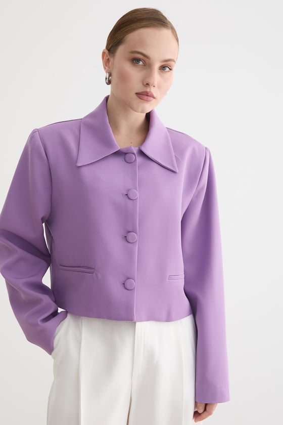 C28-5857-LİLA-LLEVUREDış GiyimHÜRREM KUMAŞ KADIN CEKET LİLA