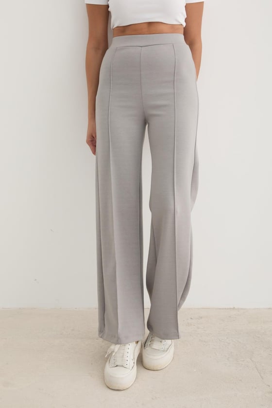 P28-3471-GRİ-LLEVUREAlt GiyimKadın Beli Lastikli Çımalı Pantolon GRİ