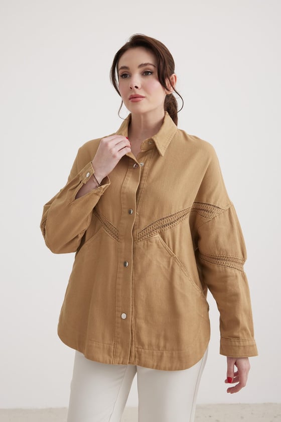 M27-5715-L-BİSKÜVİLEVURECEKETKadın Denim Kot Ceket BİSKÜVİ