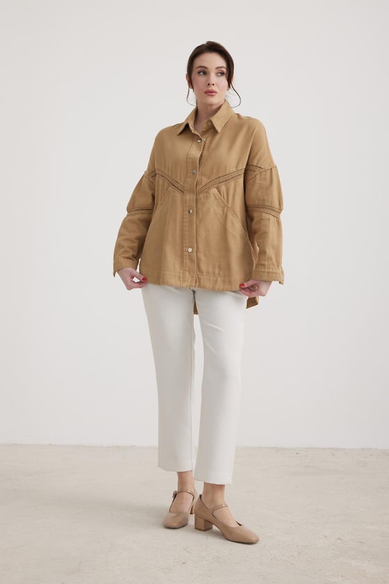 M27-5715-L-BİSKÜVİLEVURECEKETKadın Denim Kot Ceket BİSKÜVİ